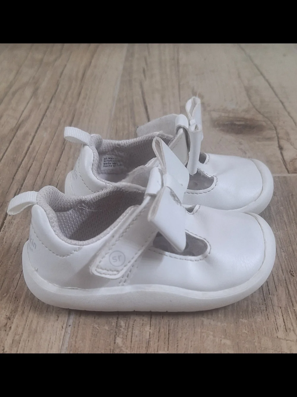 Munchkin by Stride Rite Peyson White Bow Mary Jane Shoes Toddler Girls Size 4M